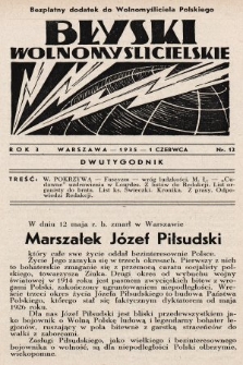 Błyski Wolnomyślicielskie : bezpłatny dodatek do „Wolnomyśliciela Polskiego”. 1935, nr 12