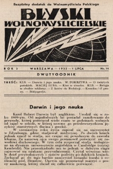 Błyski Wolnomyślicielskie : bezpłatny dodatek do „Wolnomyśliciela Polskiego”. 1935, nr 14