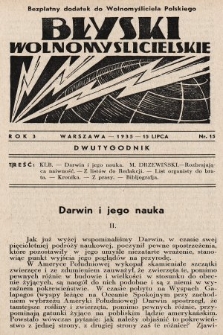 Błyski Wolnomyślicielskie : bezpłatny dodatek do „Wolnomyśliciela Polskiego”. 1935, nr 15