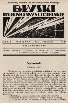 Błyski Wolnomyślicielskie : bezpłatny dodatek do „Wolnomyśliciela Polskiego”. 1935, nr 20