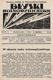 Błyski Wolnomyślicielskie : bezpłatny dodatek do „Wolnomyśliciela Polskiego”. 1935, nr 29