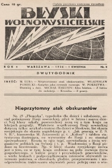Błyski Wolnomyślicielskie. 1936, nr 8