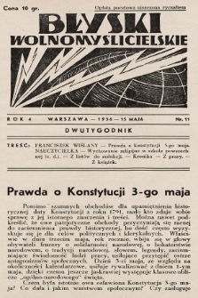 Błyski Wolnomyślicielskie. 1936, nr 11