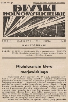 Błyski Wolnomyślicielskie. 1936, nr 15