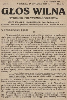 Głos Wilna : tygodnik polityczno-społeczny. 1924, nr 5