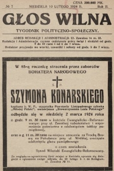 Głos Wilna : tygodnik polityczno-społeczny. 1924, nr 7