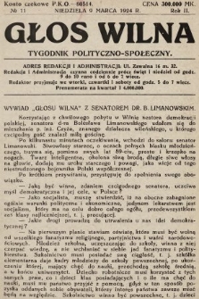 Głos Wilna : tygodnik polityczno-społeczny. 1924, nr 11