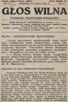 Głos Wilna : tygodnik polityczno-społeczny. 1924, nr 13