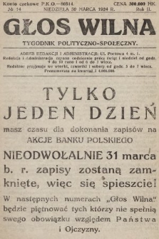 Głos Wilna : tygodnik polityczno-społeczny. 1924, nr 14