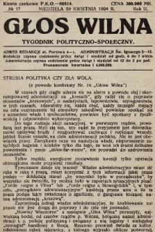 Głos Wilna : tygodnik polityczno-społeczny. 1924, nr 17