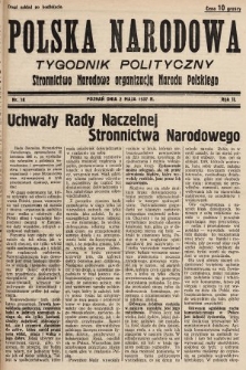 Polska Narodowa : tygodnik polityczny. 1937, nr 18