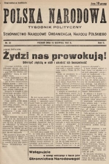 Polska Narodowa : tygodnik polityczny. 1937, nr 33 (drugi nakład po konfiskacie)