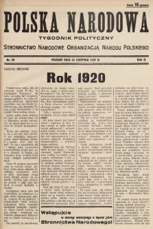 Polska Narodowa : tygodnik polityczny. 1937, nr 34