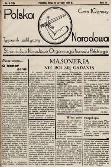 Polska Narodowa : tygodnik polityczny. 1938, nr 9