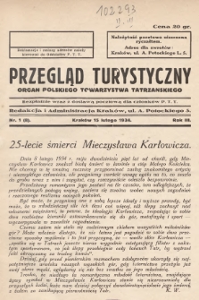 Przegląd Turystyczny : organ Polskiego Towarzystwa Tatrzańskiego. 1934, nr 1
