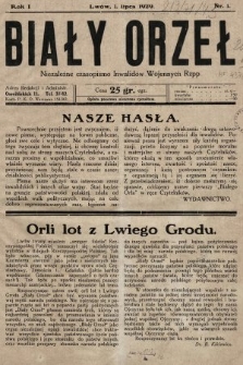Biały Orzeł : niezależne czasopismo inwalidów wojennych Rzpp. 1929, nr 1