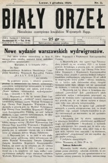 Biały Orzeł : niezależne czasopismo inwalidów wojennych Rzpp. 1929, nr 11