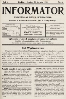 Informator : uniwersalny organ informacyjny. 1904, nr 4