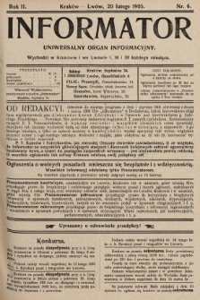 Informator : uniwersalny organ informacyjny. 1905, nr 6