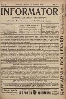 Informator : uniwersalny organ informacyjny. 1905, nr 12