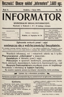 Informator : uniwersalny organ informacyjny. 1905, nr 19