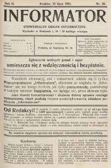 Informator : uniwersalny organ informacyjny. 1905, nr 20