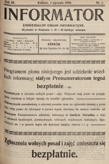 Informator : uniwersalny organ informacyjny. 1906, nr 1