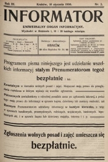 Informator : uniwersalny organ informacyjny. 1906, nr 2