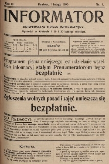 Informator : uniwersalny organ informacyjny. 1906, nr 4