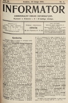Informator : uniwersalny organ informacyjny. 1906, nr 6