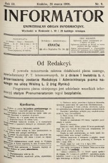 Informator : uniwersalny organ informacyjny. 1906, nr 9