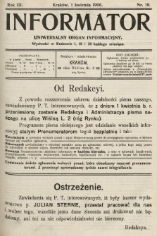 Informator : uniwersalny organ informacyjny. 1906, nr 10