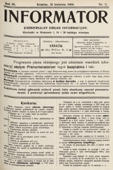 Informator : uniwersalny organ informacyjny. 1906, nr 11