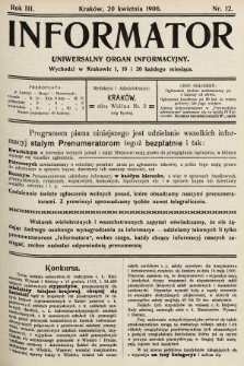 Informator : uniwersalny organ informacyjny. 1906, nr 12