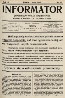 Informator : uniwersalny organ informacyjny. 1906, nr 13