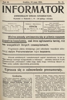 Informator : uniwersalny organ informacyjny. 1906, nr 14