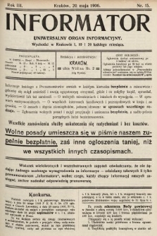 Informator : uniwersalny organ informacyjny. 1906, nr 15