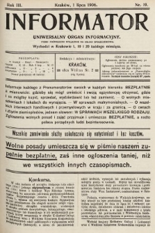 Informator : uniwersalny organ informacyjny : pismo poświęcone wyłącznie na usługi społeczeństwa. 1906, nr 19