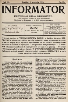 Informator : uniwersalny organ informacyjny : pismo poświęcone wyłącznie na usługi społeczeństwa. 1906, nr 25