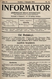 Informator : uniwersalny organ informacyjny : pismo poświęcone wyłącznie na usługi społeczeństwa. 1906, nr 31