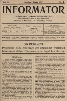 Informator : uniwersalny organ informacyjny. 1907, nr 4