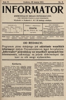 Informator : uniwersalny organ informacyjny. 1907, nr 9