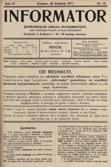 Informator : uniwersalny organ informacyjny. 1907, nr 12