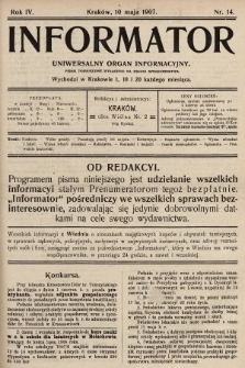 Informator : uniwersalny organ informacyjny. 1907, nr 14