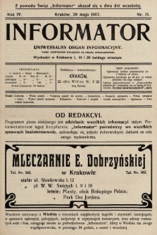 Informator : uniwersalny organ informacyjny. 1907, nr 15