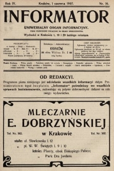 Informator : uniwersalny organ informacyjny. 1907, nr 16