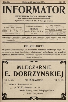 Informator : uniwersalny organ informacyjny. 1907, nr 18