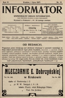 Informator : uniwersalny organ informacyjny. 1907, nr 19