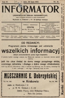 Informator : uniwersalny organ informacyjny. 1907, nr 21