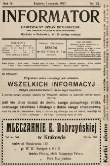 Informator : uniwersalny organ informacyjny. 1907, nr 22
